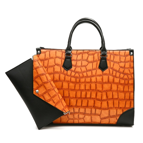 Borsa Tote E Pochette Da Donna In Pelle PU Con Motivo Coccodrillo Grande Capacità Borsa A Mano A Tracolla Retro Ufficio