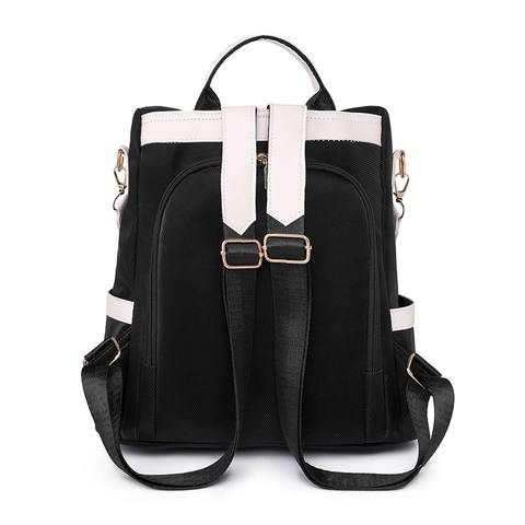 Zaino da Donna alla Moda con Colori a Contrasto in Nylon ad Alta Densità Zaino Antifurto Impermeabile Grande Capacità Semplice Stile Urbano Borsa da Viaggio per la Scuola