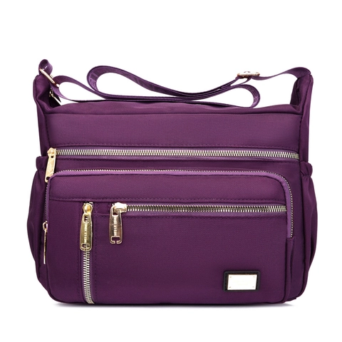 Borsa a Tracolla da Donna in Tessuto Oxford alla Moda con Tasche Multiple Grande Capacità Impermeabile Leggera Casual