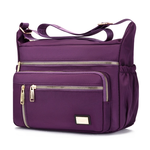 Borsa a Tracolla da Donna in Tessuto Oxford alla Moda con Tasche Multiple Grande Capacità Impermeabile Leggera Casual