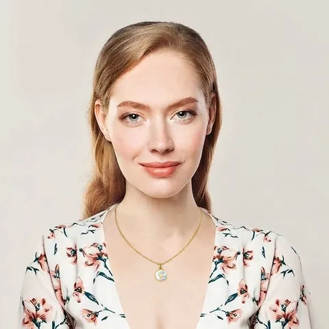 Collier Lettre Initiale Pour Femme Plaqué Or 18K Acier Inoxydable Pendentif Rond Coquille Nacre Rose