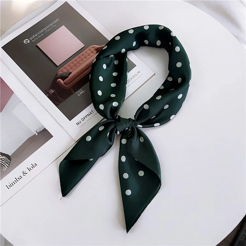 Polka Dot Quadratischer Schal Polyester Satin Halstuch Retro Vielseitig Dekorativ Haarband Für Damen