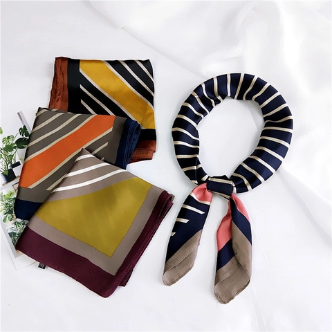 Quadratisches Halstuch Gestreift Geometrisch Satinnähnlich Polyester Nickituch Kopftuch Elegant Mode Damen Beruf Tasche Dekor
