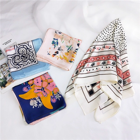 Elegante Foulard Quadrato Stampato Da Donna Bandana In Raso Effetto Raso Vintage Floreale Geometrico Fazzoletto Da Collo Accessorio Per Borsa