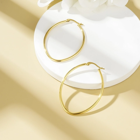 Mobius Edelstahl Creolen 18K Vergoldet Oval Geometrisch Französischer Stil Nischendesign Modeschmuck Für Frauen