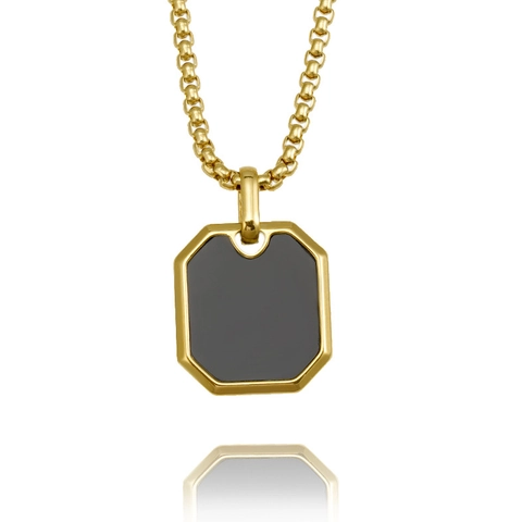Collana Con Pendente Quadrato Ottagonale In Acciaio Inossidabile Smalto Geometrico Minimalista Gioielli Di Moda Per Uomo Unisex
