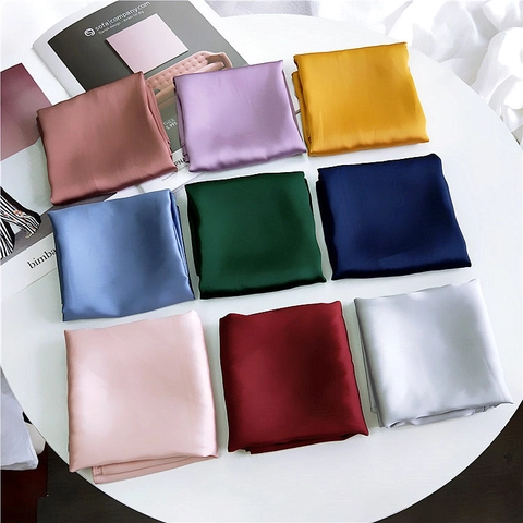Elegant Satin Square Scarf For Women Solid Color Neck Head Scarf Fashion Hair Tie Bag Decor Versatile Accessory