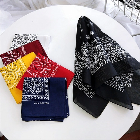 Paisley Print Square Bandana Cotton Headwear Neck Scarf Hip Hop Fashion Accessory For Men Women