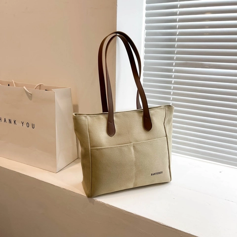 Borsa Tote in Tela da Donna Grande Capacità Borsa a Tracolla Multitasche Manici in Pelle Urban Casual Pendolare Scuola Shopping