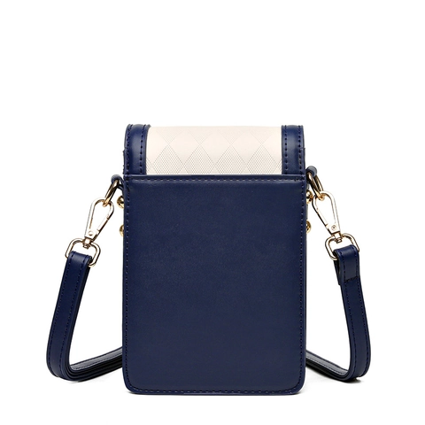 Quilted Argyle Cell Phone Crossbody Bag For Women Fashion PU Leather Color Block Small Square Handbag With Metal Lock And Charm