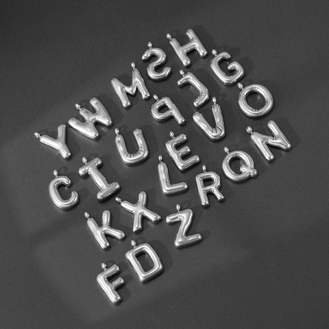 Collier Lettre Ballon en Acier Inoxydable Pendentif Alphabet Bulle 3D Chaîne Serpent Pour Femmes Bijoux de Mode Minimalistes Modernes