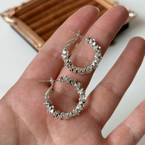 Pendientes De Aro Con Textura De Plata Rota Irregular Cobre Estilo De Nicho Francés Minimalista Medio Círculo Mujeres