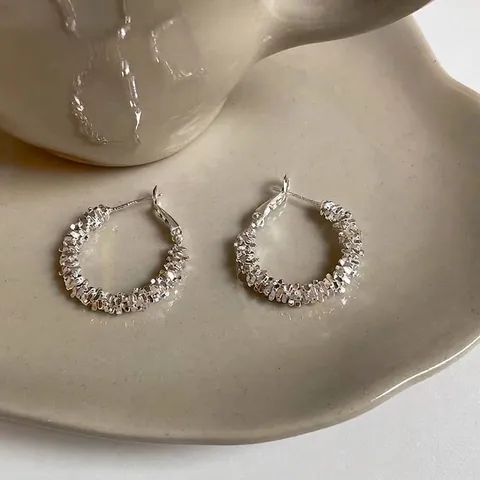 Pendientes De Aro Con Textura De Plata Rota Irregular Cobre Estilo De Nicho Francés Minimalista Medio Círculo Mujeres
