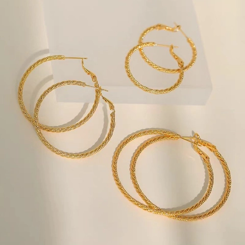 Twisted Hoop Earrings Copper With 925 Sterling Silver Earring Post Large Round Circle Minimalist Fashion For Women
