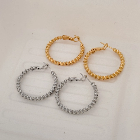 Orecchini A Cerchio A Spirale Da Donna Vintage Francese Texture Metallo Con Perno In Argento Sterling 925