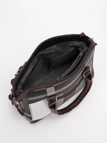 Plaid Color Block Handbag Crossbody Bag Clutch Card Holder PU Leather Tassel Cat Charm Women Commuter