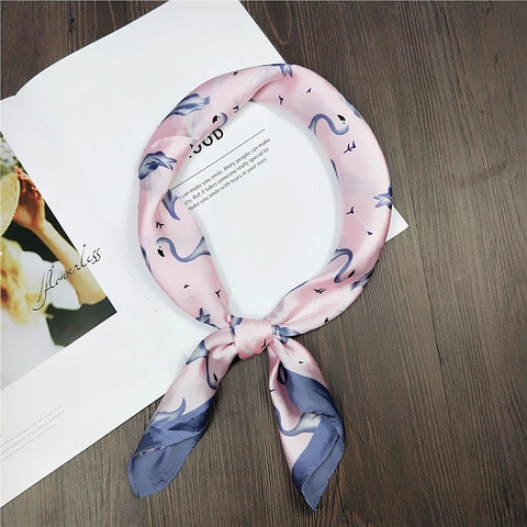 Square Scarf Elegant Satin Polyester Neck Kerchief For Women Fashion Satin Like Printed Hair Accessory Hair Tie Wrap