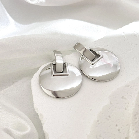 Minimalistische Geometrische Hängeohrringe Poliertes Kupfer 18K Vergoldet Rund Quadrat Metallschmuck Damen