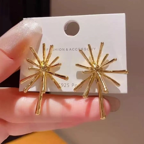 Starburst Ohrstecker Mit 925 Sterling Silber Ohrring Stecker Kupfer Feuerwerk Form Geometrisch Vintage Mode Für Frauen