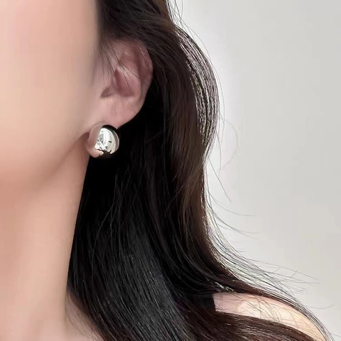 Minimalist Copper Ball Stud Earrings With 925 Sterling Silver Earring Post High Polished Mirror Finish Dome Jewelry For Women