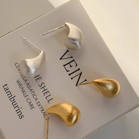 Geometric Teardrop Stud Earrings Brushed Polished Copper With 925 Sterling Silver Earring Post Minimalist Accessory Women