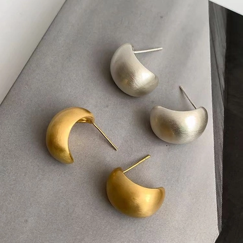 Orecchini A Lobo Minimalisti Con Arco Geometrico Con Perno In Argento Sterling 925 Metallo Spazzolato Lucido Chic Per Donna