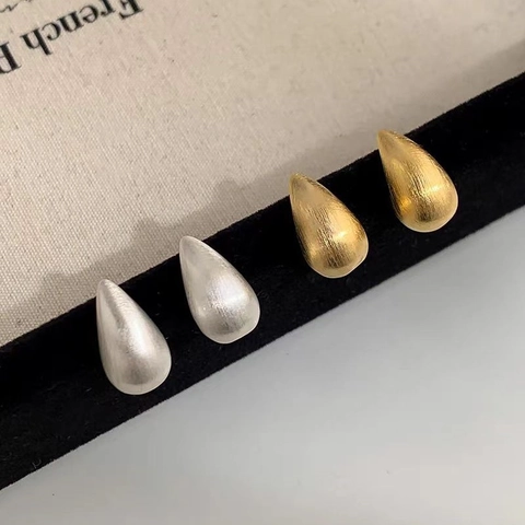 Pendientes De Gota Geométricos Cobre Cepillado Pulido Con 925 Sterling Silver Earring Post Accesorio Minimalista Mujeres