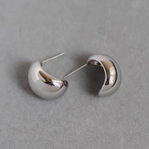 Orecchini Lobo Fagiolo Chunky Specchio Lucidato Rame Vintage Semplice Geometrico Gioielli Donne
