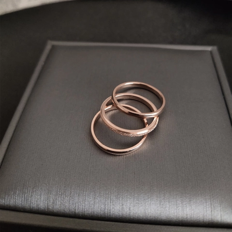 Minimalist Titanium Steel Stackable Rings Polished Frosted Finish 18K Gold Plated Band Jewelry