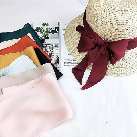 Elegant Solid Color Satin Satin Ribbon Scarf Small Neck Scarf For Women Versatile Hair Band And Bag Accessory