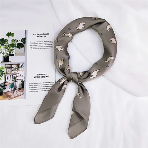 Foulard Carré Satin Soyeux Imprimé Alpaga Mode Cou Bandeau Cheveux Pour Femmes Style Rétro Enveloppement Tête