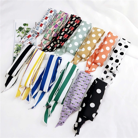 Polyester Satin Satin Neck Scarf Bandana Polka Dot Striped Geometric Plaid Small Square Headscarf For Women Fashion Accessory