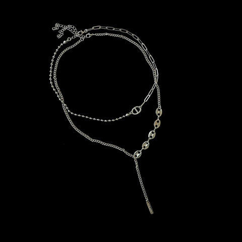 Collana A Doppio Strato In Acciaio Al Titanio Da Donna Maglia Naso Di Maiale Catena A Y Gioielli Minimalisti