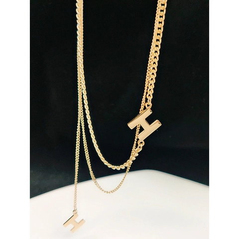 Collana A Doppio Strato In Acciaio Al Titanio Con Ciondolo A Lettera H Stile Minimalista Catena Da Clavicola Gioielli Da Donna