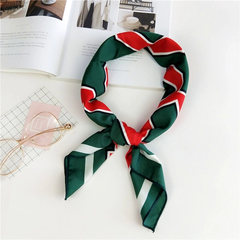 Foulard Quadrato In Raso Sintetica Con Stampa Geometrica Retro Elegante Sciarpa Di Raso Per Donna