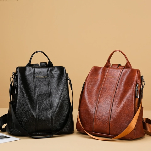 Sac À Dos Femme Cuir PU Antivol Mode Multifonctionnel Sac À Bandoulière Voyage Style Coréen Sac À Main