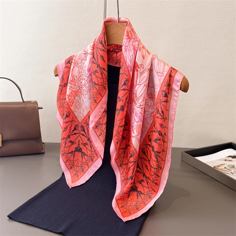 Vintage Vierkante Sjaal Met Bloemenprint KunstSatijn Satijn Nekband Hoofdband Elegante Sjaal Voor Dames Retro Chique Accessoire