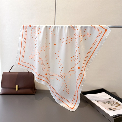 Women's Satin Square Scarf Geometric Polka Dot Print Silky Headscarf Neck Scarf Elegant Hair Wrap Bag Accessory Fashion Jewelry