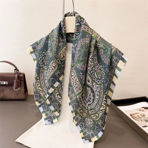 Sciarpa Quadrata Con Stampa Paisley In Raso Simil Raso Per Donna Elegante Bandana Vintage Per Capelli Accessorio Versatile