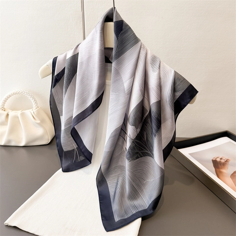 Foulard Quadrato Donna Raso Sintetica Gradiente Stampa Arte Astratta Leggero Elegante Versatile Testa Collo Capelli