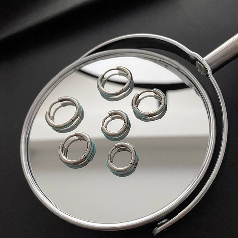 Pendientes de Aro Minimalistas de Acero Inoxidable Con Hebilla de Oreja Redonda Geométrica de Esmalte Colorido Para Mujer Joyería