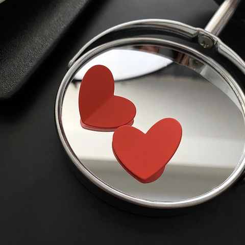 Heart Shape Matte Paint Copper Earrings With Stainless Steel Earring Post Colorful Fashion Accessory For Women