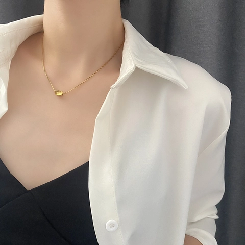 Collar Geométrico Minimalista Con Colgante Irregular De Acero Inoxidable Cadena De Serpiente Joyería Elegante Para Mujer