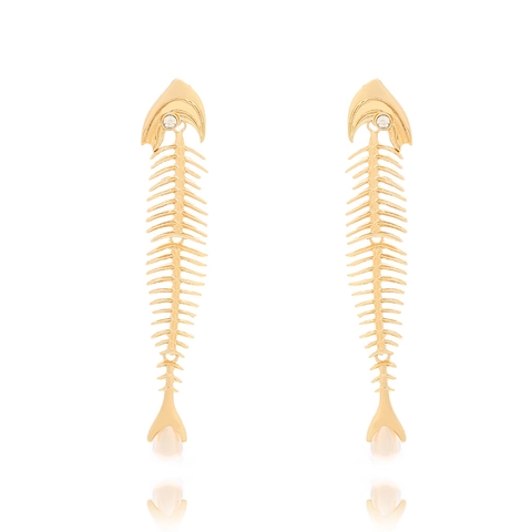 Boucles D'Oreilles Pendantes Arête De Poisson Vintage Avec Künstliche Perles D'Imitation Strass Alliage Style Océan Tige Acier