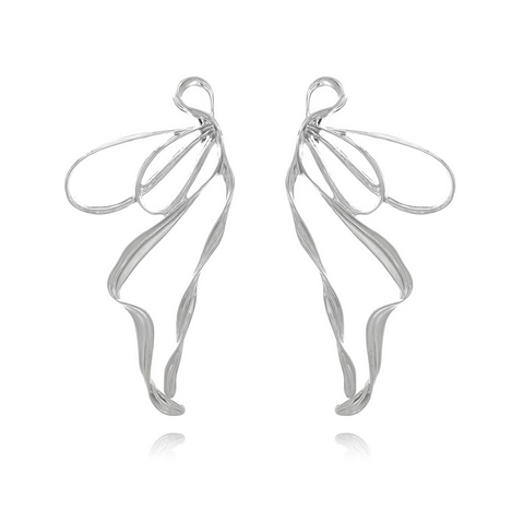 Boucles D'oreilles Pendantes Forme Nœud Abstrait Bijoux En Alliage Poli Avec Tige En Acier Inoxydable Pour Femme