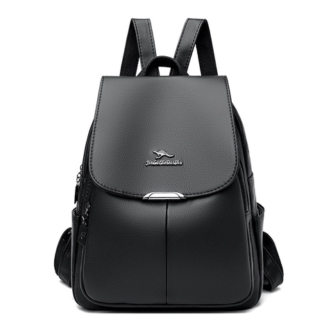 Sac à Dos Femme en Cuir PU Texture Litchi Grande Capacité Mode Voyage Rucksack Décoration Métallique Anti-Vol Daypack