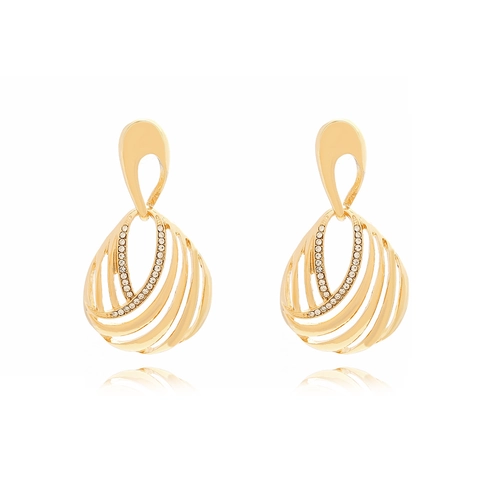 Exaggerated Hollow Geometric Spiral Drop Earrings With Stainless Steel Earring Post Alloy Rhinestone Pearl Dangle Earrings Women Jewelry