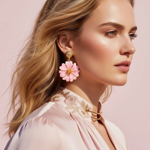 Blumen Hängeohrringe Zinklegierung Emaille Süße Pastorale Stil Schmuck Für Frauen Mit Edelstahl Ohrstecker