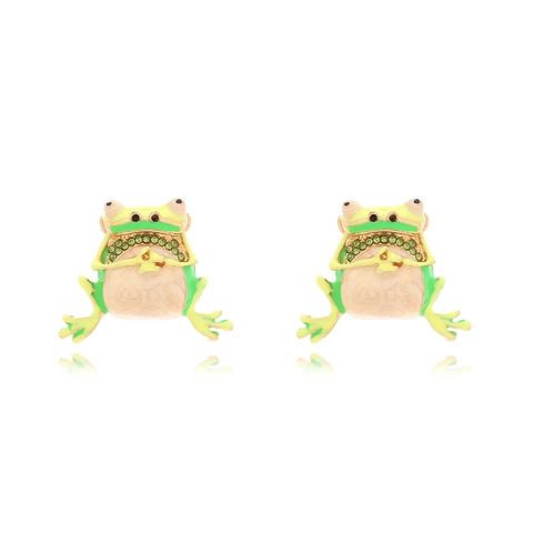 Süße Cartoon Frosch Ohrstecker Grüne Emaille Legierung Strass Mit Edelstahl Ohrpfosten Für Frauen Mädchen Schmuck