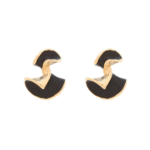 Abstract Twisted Geometric Alloy Earrings With Stainless Steel Earring Post Enamel Drip Oil Irregular Studs For Women